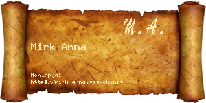 Mirk Anna névjegykártya